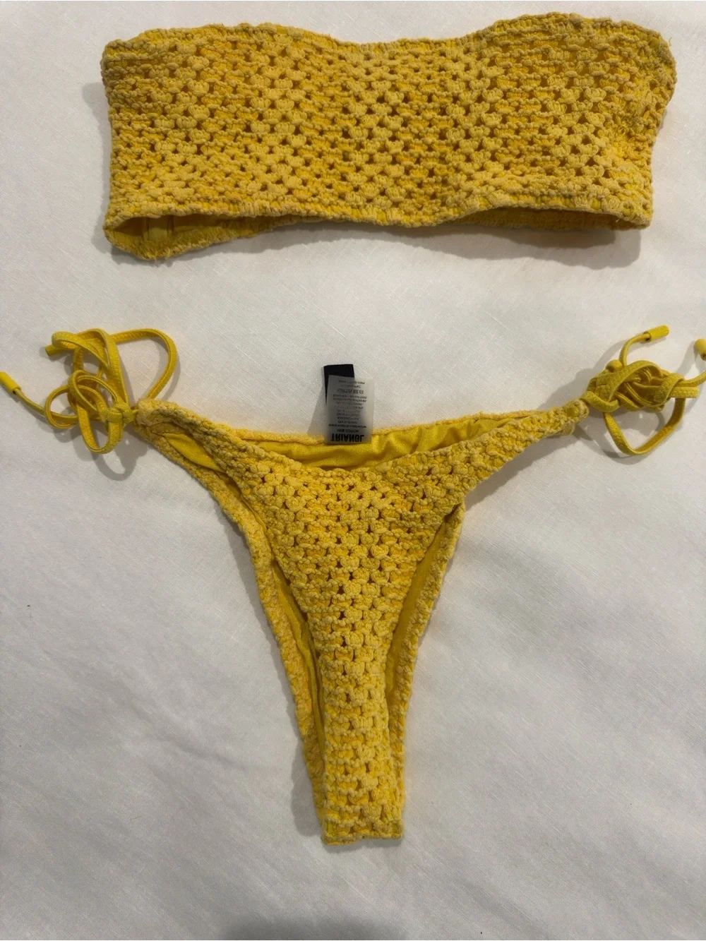 triangl swimwear Yellow Crochet Bandeau Bikini Set